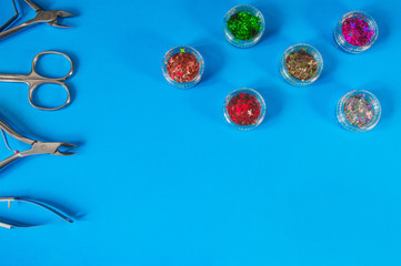 A set of cosmetic tools for manicure and pedicure