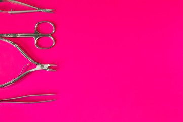 A set of cosmetic tools for manicure and pedicure