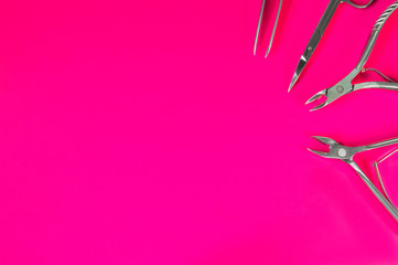 A set of cosmetic tools for manicure and pedicure