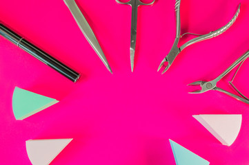 A set of cosmetic tools for manicure and pedicure
