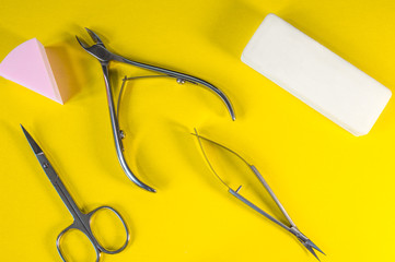 A set of cosmetic tools for manicure and pedicure