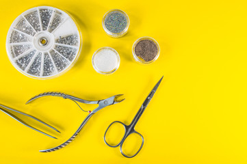A set of cosmetic tools for manicure and pedicure