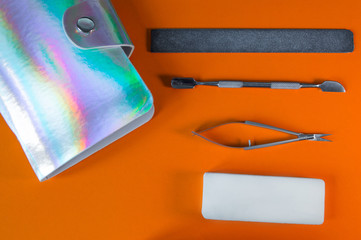 A set of cosmetic tools for manicure and pedicure