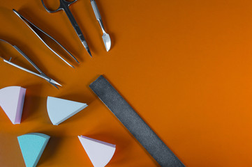 A set of cosmetic tools for manicure and pedicure