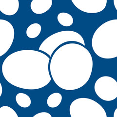 Vector drawing, pattern, whole egg, shell yolk, flat, blue background. Printing on fabric