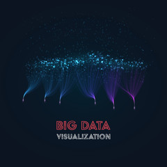 Big data abstract conceptual background. Data visualisation with glowing dots and lines. Vector illustration