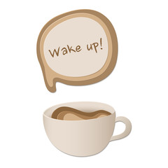 Cup or mug with coffee splash and milk in paper cut style isolated on white background. 3d cup of coffee with shadows. Template for menu, card, banner, poster, flyer. Vector stock illustration.