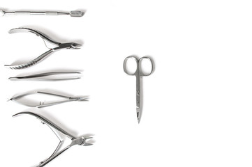 A set of cosmetic tools for manicure and pedicure closeup.NEF