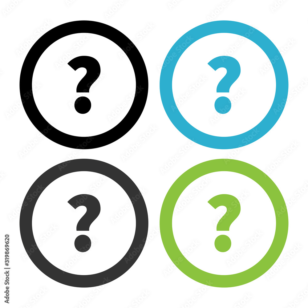 Poster question mark sign icon. help speech bubble symbol. faq sign. round colourful 11 buttons. vector