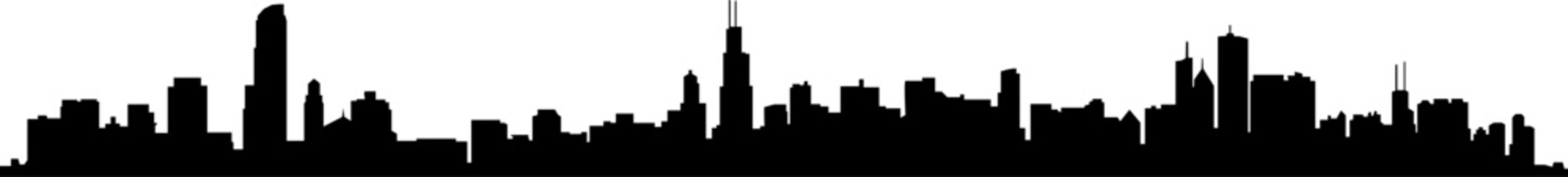 Chicago City Downtown Skyline Ouline Silhouette Vector