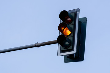 Traffic Light With Yellow Light