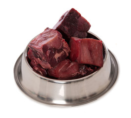 Fresh beef in a food bowl