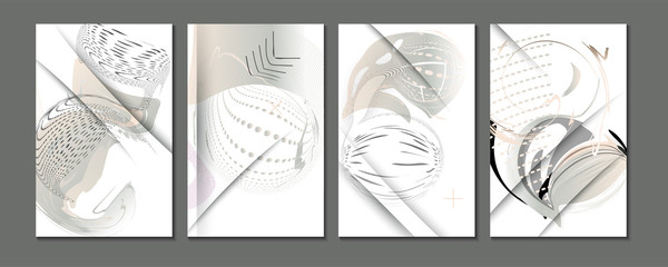 Modern geometric trend abstract set. Gradient shapes composition, vector covers new design