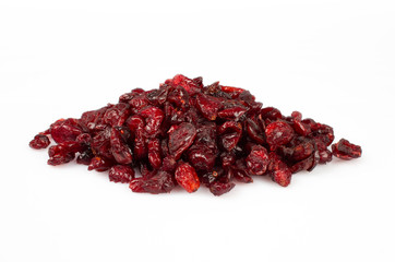 Dried cranberries isolated on white background