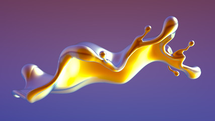Splash fluid. 3d illustration, 3d rendering.