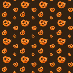 Digital illustration seamless pattern on a brown background with traditional crispy pretzels. Print for banners, posters, cards, fabrics, invitations, cafes.