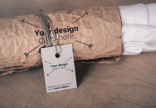 Rolled T-Shirt with Packaging and Tag
