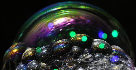 Soap bubbles close up, colorful. Soap bubbles background, colorful.