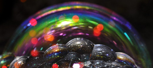 Soap bubbles close up, colorful. Soap bubbles background, colorful.