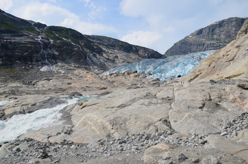 Nigardsbreen is another famous language of Jostedalsbreen. Like other glaciers, it melts, forming a powerful river - an impressive sight!
