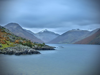 Fototapeta na wymiar Wastwater is England`s deepest lake, below sea level with a depth of around 260 feet. The lake is three miles long by half a mile wide, hemmed in by some of the highest peaks in England