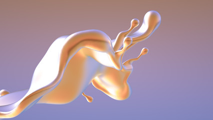 Splash fluid. 3d illustration, 3d rendering.