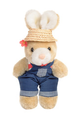 Soft toy Rabbit Overall Straw hat