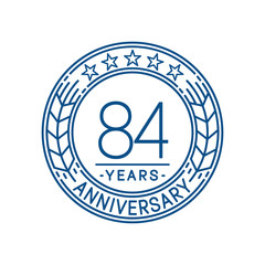 84 years anniversary celebration logo template. Line art vector and illustration.