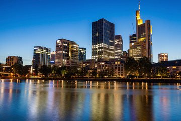 Modern panorama of Frankfurt at evening