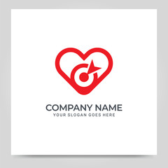 Target with heart shape logo design. Logo based abstract love shape design.