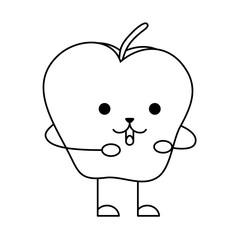 apple fresh fruit kawaii character