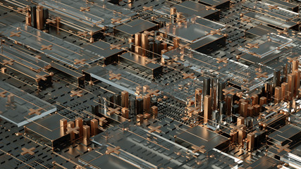 Tech futuristic geometric background. 3d illustration, 3d rendering.