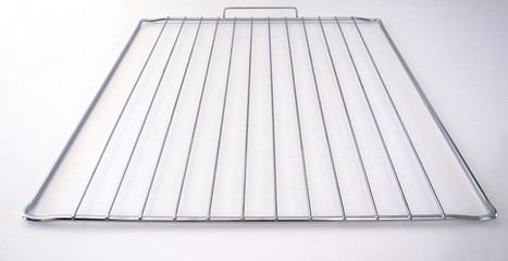 Stainless Steel baking Rack isolated on white background. Close-up of a wire rack.