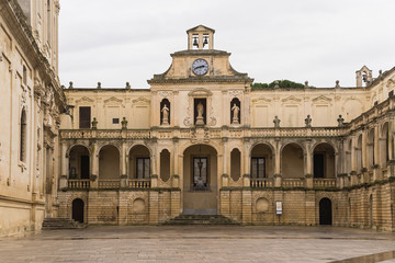 architectural facade of building in Ostuni Puglia Italy