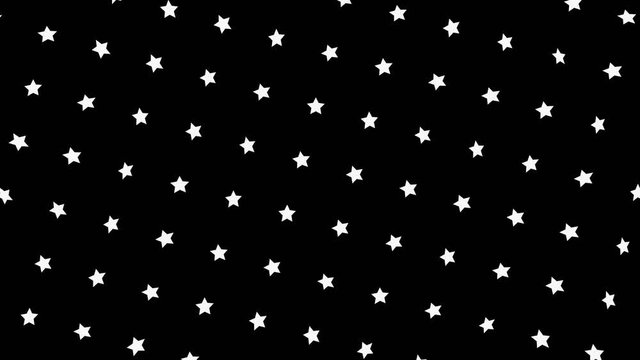 Beautiful cartoon animation of the small white stars moving down endlessly on black background. Animation. Seamless loop animation