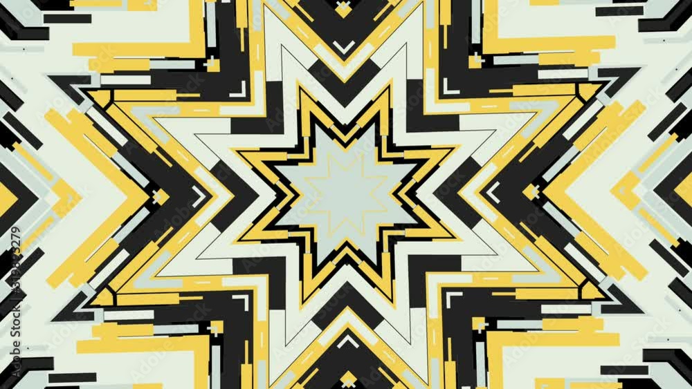 Poster colorful abstract geometrical kaleidoscope with moving patterns changing their color. animation. abs