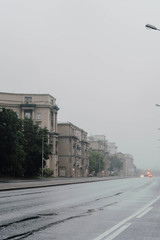 cloudy road in the city