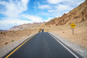 on the road on artists drive in death valley national park, california, usa