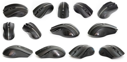 Gaming black computer mouse isolated on white background.
