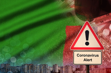Zambia flag and Coronavirus 2019-nCoV alert sign. Concept of high probability of novel coronavirus...