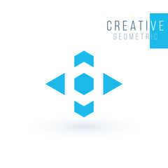 Logistics or delivery logo template. Hexagon with four arrows in different directions. Express money, internet digital fast transfer icon. logistic delivery courier provider. 