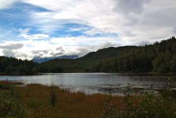 Fototapeta na wymiar Alaska Landscape with rivers and mountains