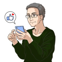 A senior man with a smartphone in his hand