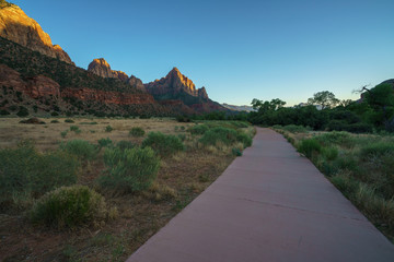 the watchman from parus trail in zion national park, usa