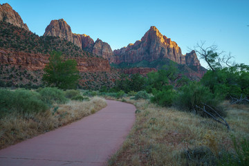 the watchman from parus trail in zion national park, usa