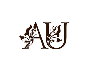 Luxury Brown A, U and AU Letter Logo Icon.