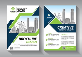 Fototapeta premium Brochure design, cover modern layout, annual report, poster, flyer in A4 with colorful triangles, geometric shapes for tech, science, market with light background