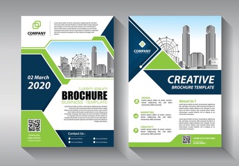 Fototapeta premium Brochure design, cover modern layout, annual report, poster, flyer in A4 with colorful triangles, geometric shapes for tech, science, market with light background
