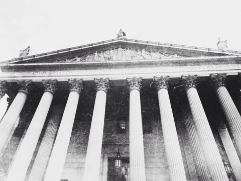 Low Angle View Of New York State Supreme Courthouse Against Sky