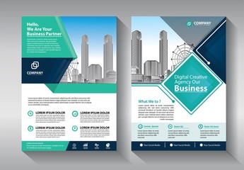 Brochure design, cover modern layout, annual report, poster, flyer in A4 with colorful triangles, geometric shapes for tech, science, market with light background